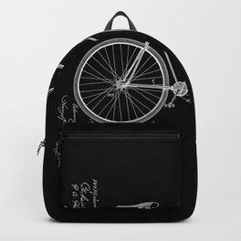 Vintage Bicycle Patent Black Backpack