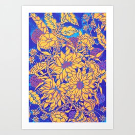 Neon Floral Pattern  Art Print