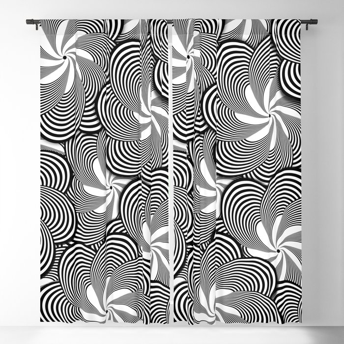 Fun Black and White Flower Pattern - Digital Illustration - Graphic Design Blackout Curtain