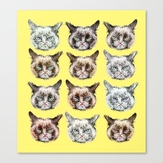 Cats Cats Cats on Yellow Canvas Print