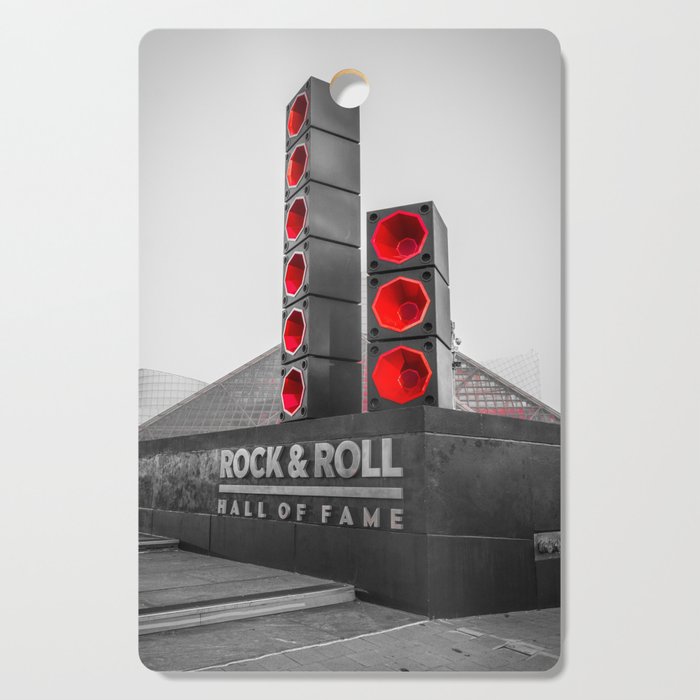 Cleveland Ohio Rock And Roll Hall Of Fame Black White Red Cutting Board