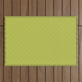 [ Thumbnail: Slate Gray & Yellow Colored Stripes Pattern Outdoor Rug ]