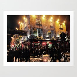 Dublin Pub District. Art Print | Streetparty, Color, Templebardistrict, Guinness, Wanderlust, Photo, December, Riverside, Drinking, Templebar 