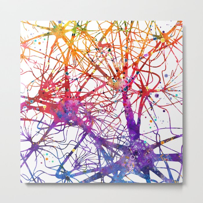 Neural Network Watercolor Neurologist Gifts Metal Print