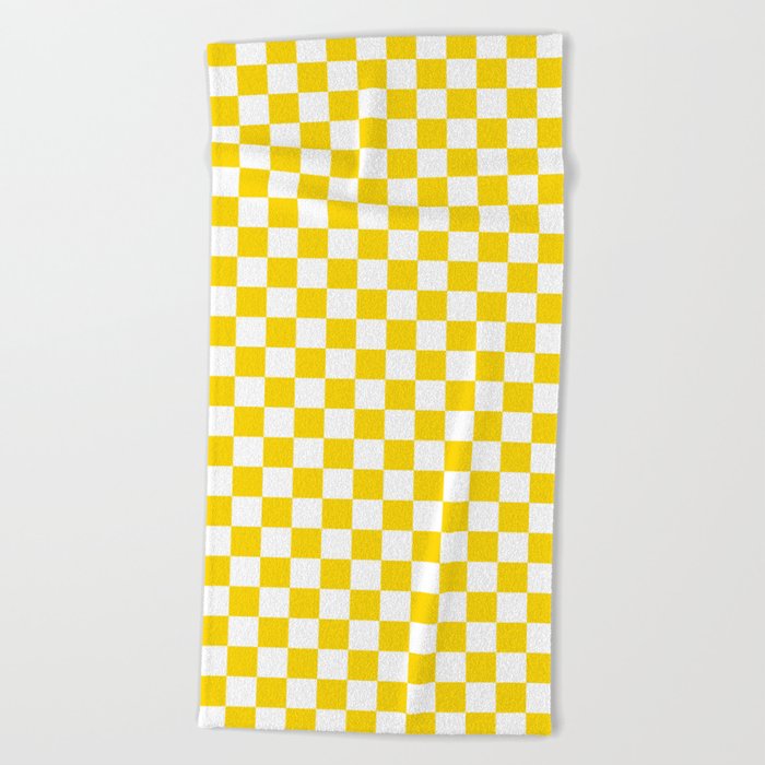 Yellow Checkered Towel, Beach Towel, Oversized