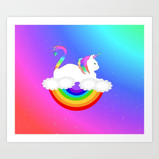 Unicorn Cat Art Print