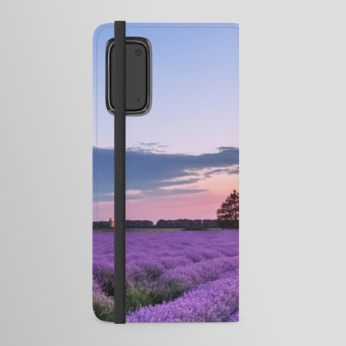 Sunset over fields of purple English lavender landscape color photograph / photography for kitchen, dining room, wall, and home decor Android Wallet Case