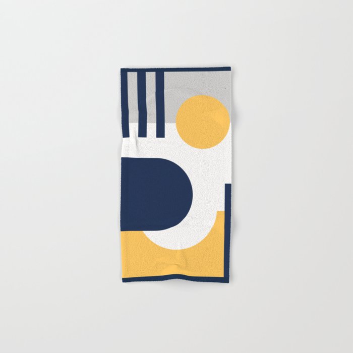 s-501B-9, Yellow, Grey & Navy Blue, Modern Retro, Bauhaus style, Trendy design, Hand & Bath Towel