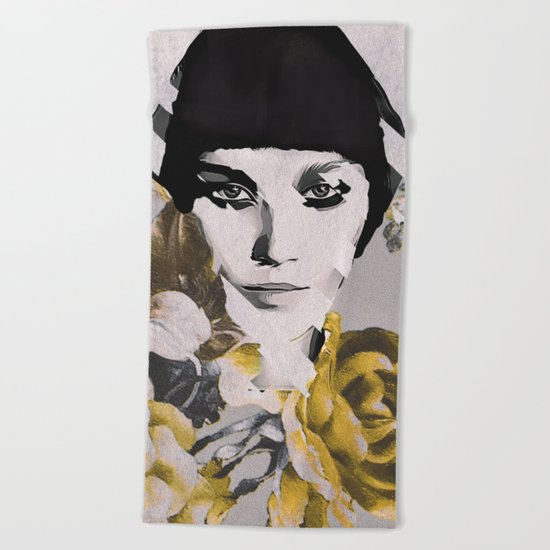 WOMAN WITH FLOWERS 5 Beach Towel