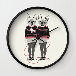 siamese twins Wall Clock | Drawing, Curated, Sweaters, Illustration, Cats, Spooky, Pop Art, Cat, Modern, Animal 