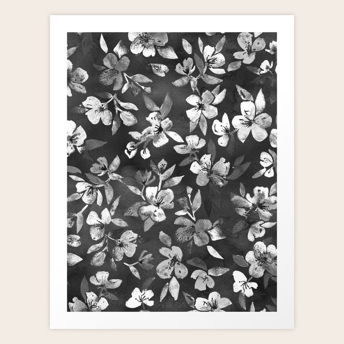 Blossoms on Charcoal Ink Art Print by micklyn Society6