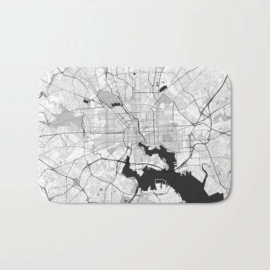 Baltimore Map Gray Bath Mat