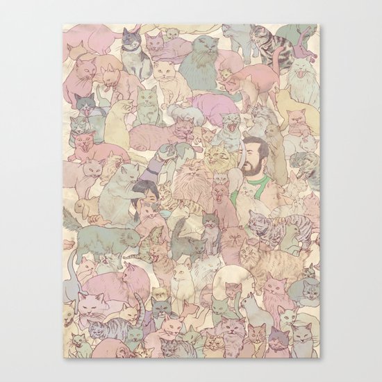 Self Portrait with Kitties Canvas Print