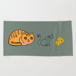 Circle of Life Bad Art Cat Mouse Cheese Minimalistic  Beach Towel