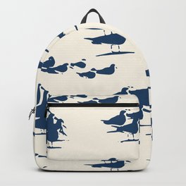 Birds on the Beach, Silhouette in Navy on Cream Backpack | Pattern, Cream, Summer, Seabird, Beach, Sea, Vacation, Coastal, Birds, John Cheshire 