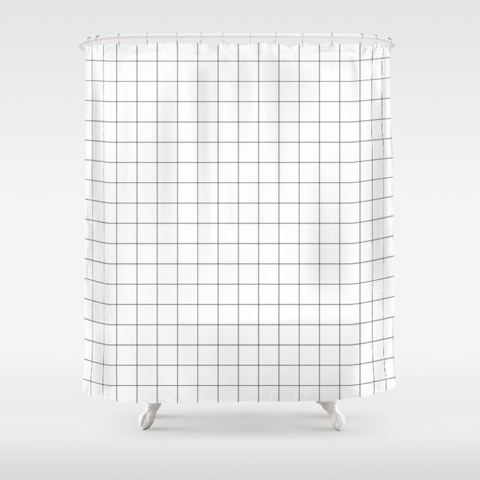 The Minimalist: White Grid Shower Curtain