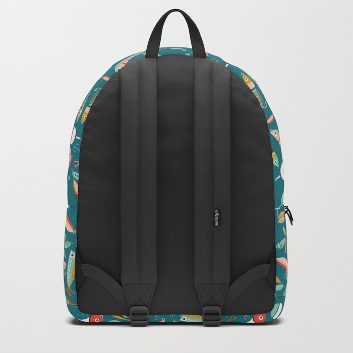 Fishing Lures Blue Backpack by Allison Romero Design
