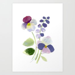 Pansy Hyacinth Floral Collage Art Print