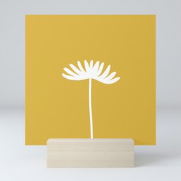 Tall Flower Minimalist Floral in White and Light Mustard Mini Art Print