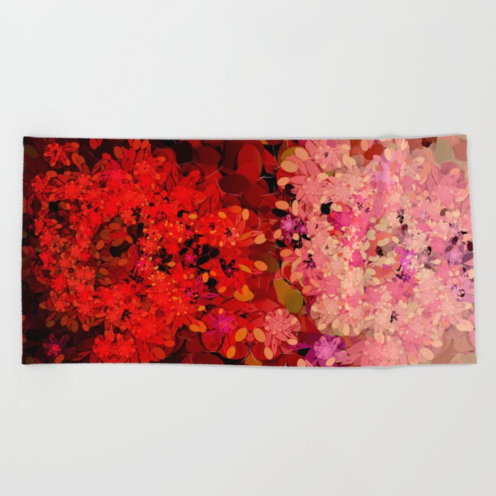 Two Different Worlds -- Floral Pattern Beach Towel