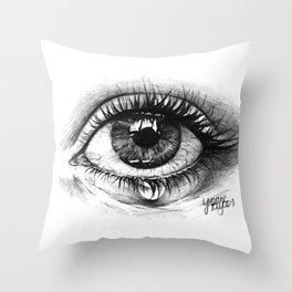 black & white eye close-up Throw Pillow