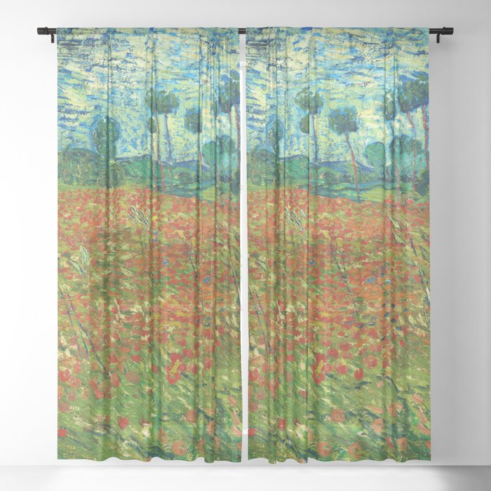 Vincent Van Gogh "Field with Poppies" (1) Sheer Curtain