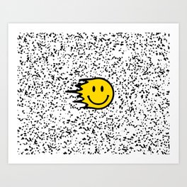 Smiley Face on Black and White Speckled Print Art Print