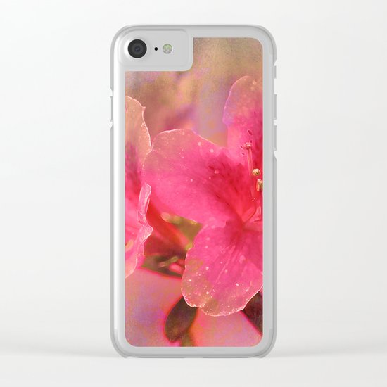 Flowers in a golden glow Clear iPhone Case