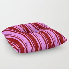 [ Thumbnail: Maroon & Violet Colored Lined Pattern Floor Pillow ]