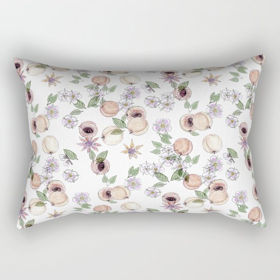 Watercolor pattern with apricots and flowers Rectangular Pillow