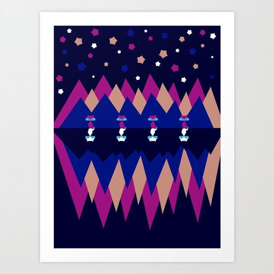 Foxes and shadows Art Print