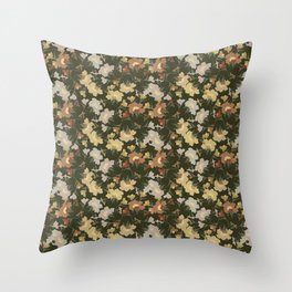 navy green and rust harvest florals evening primrose flower meaning youth and renewal  Throw Pillow