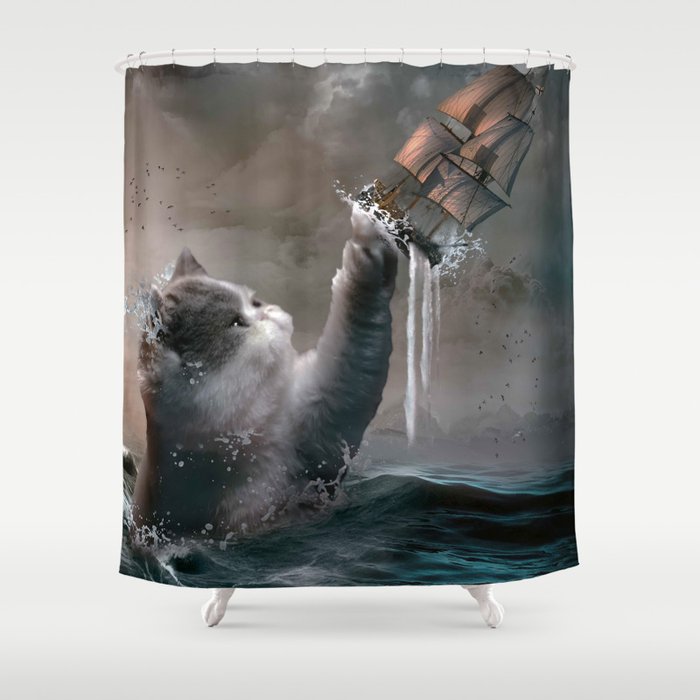 Cat Kraken Krakitten Shower Curtain