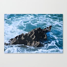 Stormy Sea Coastal Eroded Rock Canvas Print