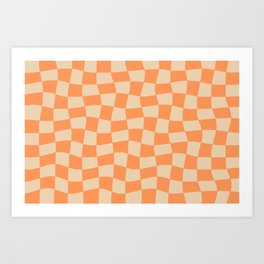 Abstract Check | Peach Coral Art Print