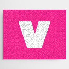v (White & Dark Pink Letter) Jigsaw Puzzle