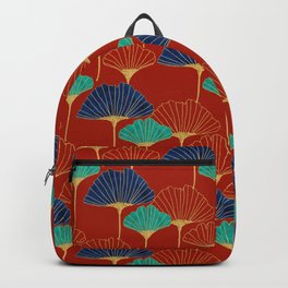 Gingko Biloba Leaves Abstract Pattern (red Background) Backpack