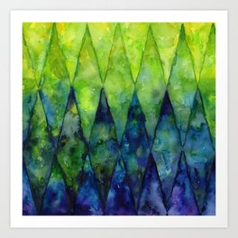 Colorful Geometric Pattern Watercolor Art Print