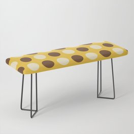 Mid Century Modern Polka Dots 939 Brown Beige and Yellow Bench