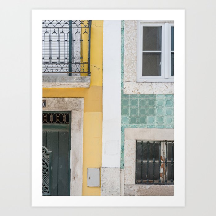 Yellow and Green House Wall Art Print