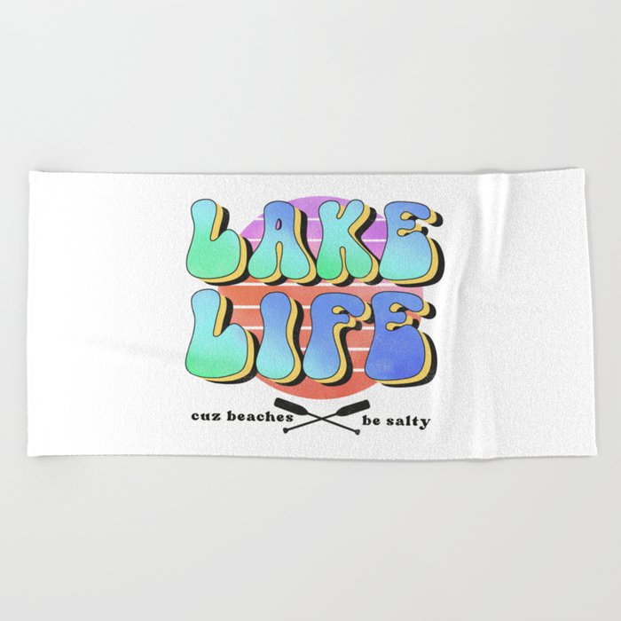 Lake Life Retro Summer Beach Towel