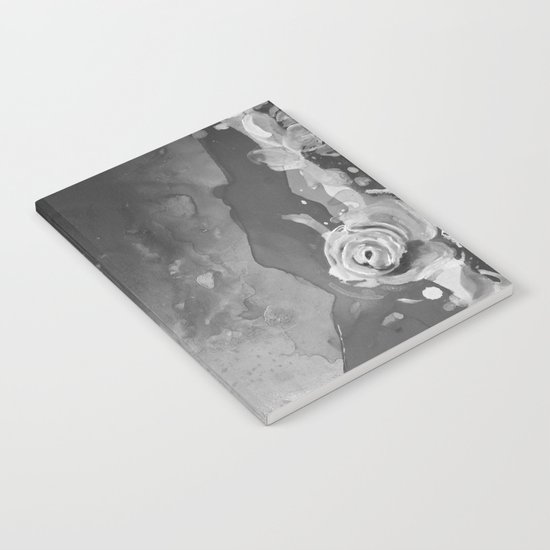 Mad Lucy's Golden Roses. Yellow Roses and Galaxy Blue in Black and White Shadow Notebook