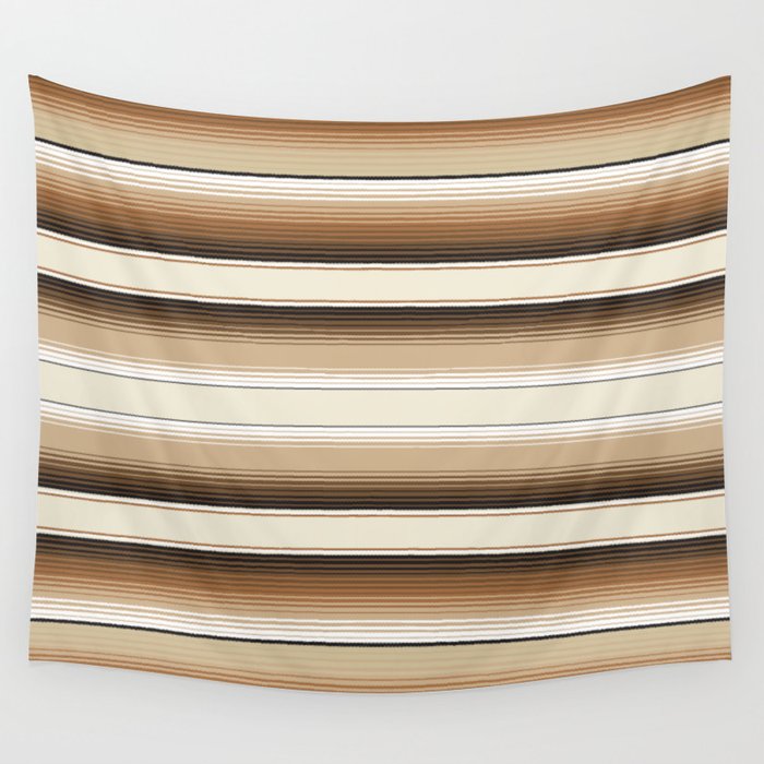 Brown and Navajo White Southwest Serape Stripes Wall Tapestry