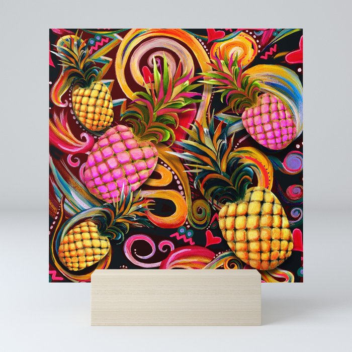 Pineapple Party - warm Mini Art Print