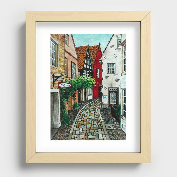 Cobblestone St. Recessed Framed Print