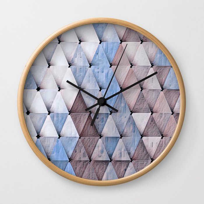 Textured Triangles Taupe Denim Wall Clock