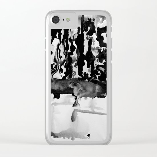 Dripping Tease in Black and White Clear iPhone Case