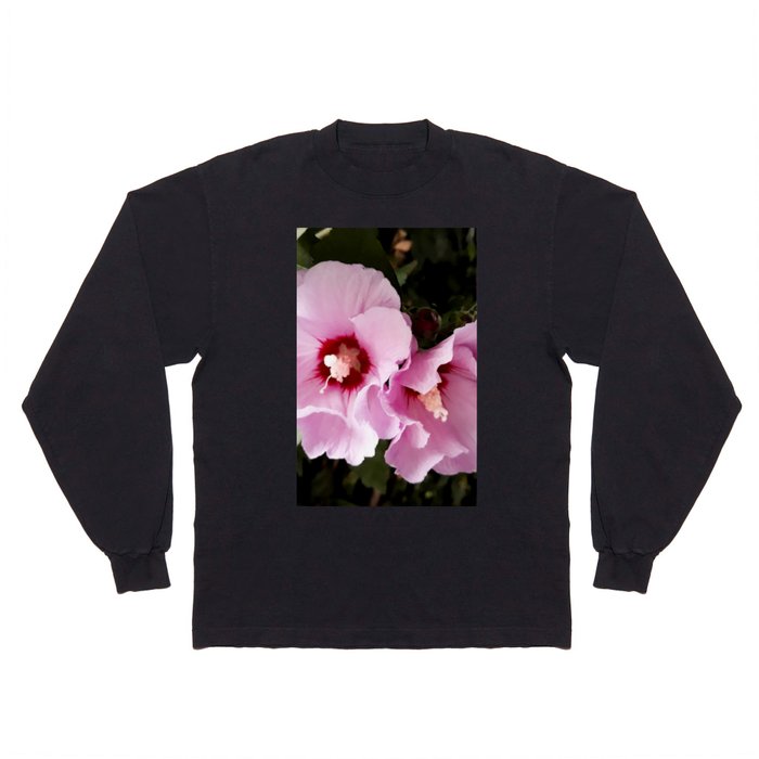 Tow purple Hibiscus flowers  in the garden Long Sleeve T Shirt