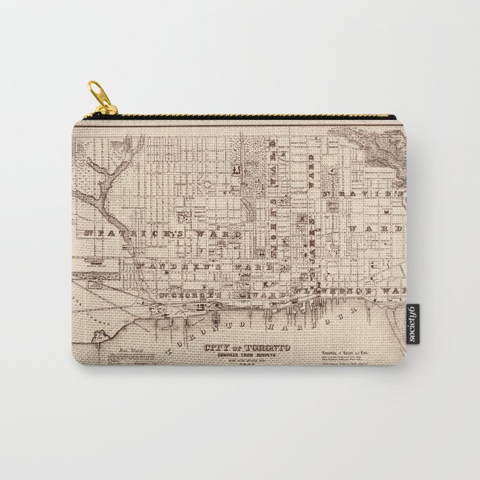 1871 Vintage Map of Toronto Carry-All Pouch