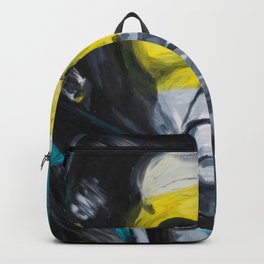 Drac - painting series Backpack | Teal, Dracula, Portrait, Yellow, Acrylic, Painting, Scary, Grey, Lugosi, Look 